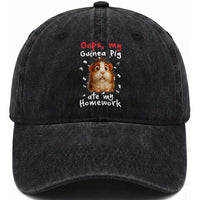 Oops My Guinea Pig Ate My Homework Washed Cotton Baseball Cap Funny Cavy Lover Gift