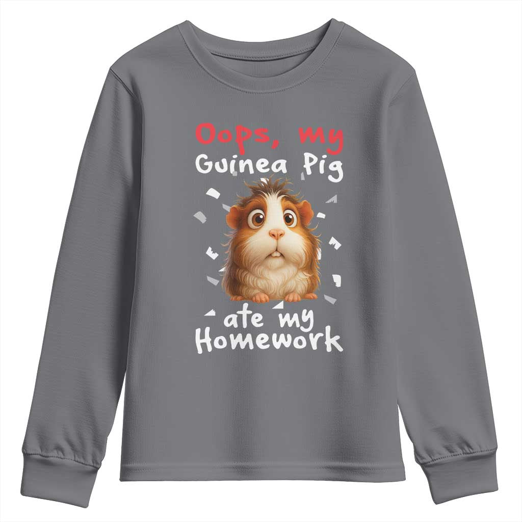 Oops My Guinea Pig Ate My Homework Youth Sweatshirt Funny Cavy Lover Gift - Wonder Print Shop