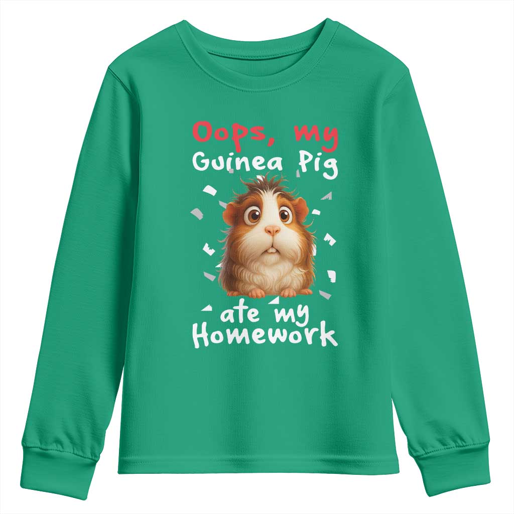 Oops My Guinea Pig Ate My Homework Youth Sweatshirt Funny Cavy Lover Gift - Wonder Print Shop