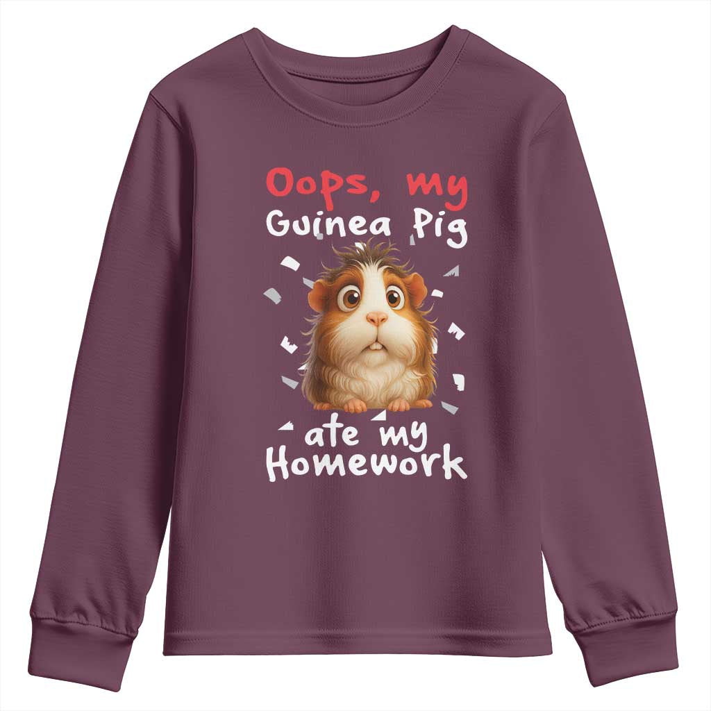 Oops My Guinea Pig Ate My Homework Youth Sweatshirt Funny Cavy Lover Gift - Wonder Print Shop