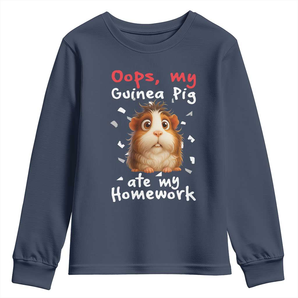 Oops My Guinea Pig Ate My Homework Youth Sweatshirt Funny Cavy Lover Gift - Wonder Print Shop