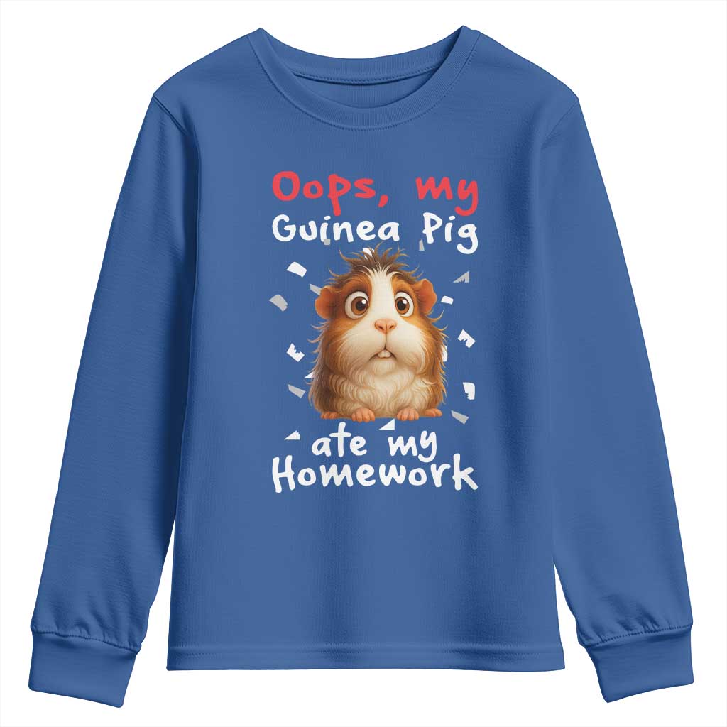 Oops My Guinea Pig Ate My Homework Youth Sweatshirt Funny Cavy Lover Gift - Wonder Print Shop