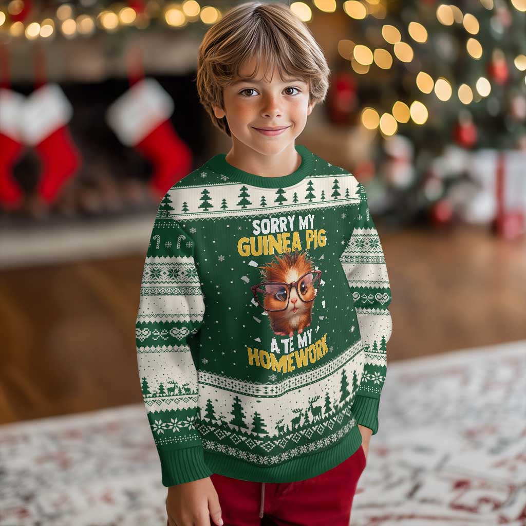 Funny My Guinea Pig Ate My Homework Ugly Christmas Sweater Gift For Rodent Lovers - Wonder Print Shop