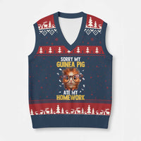 Funny My Guinea Pig Ate My Homework V-Neck Knit Sweater Vest Gift For Rodent Lovers - Wonder Print Shop