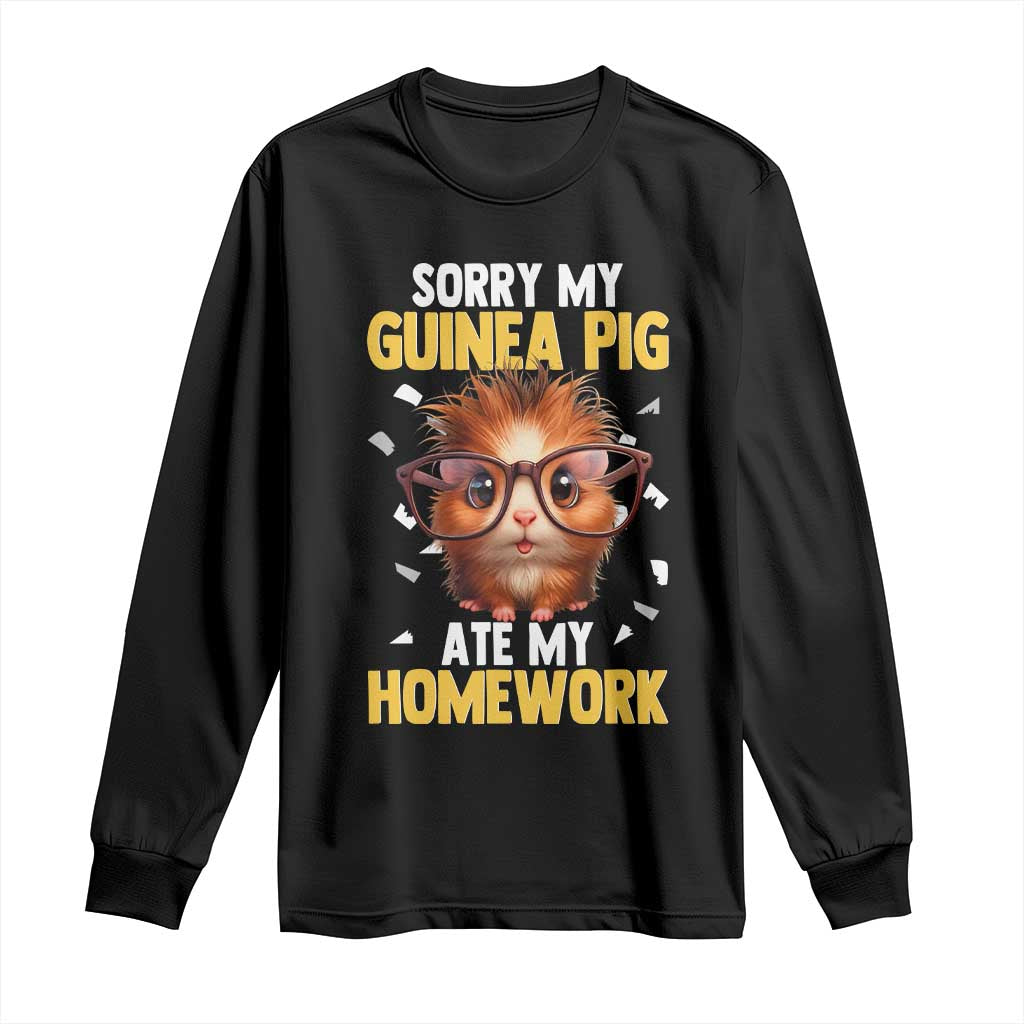 Funny My Guinea Pig Ate My Homework Long Sleeve Shirt Gift For Rodent Lovers - Wonder Print Shop