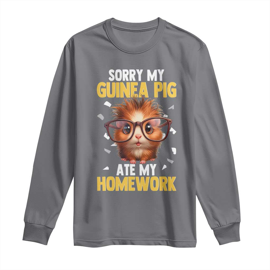Funny My Guinea Pig Ate My Homework Long Sleeve Shirt Gift For Rodent Lovers - Wonder Print Shop