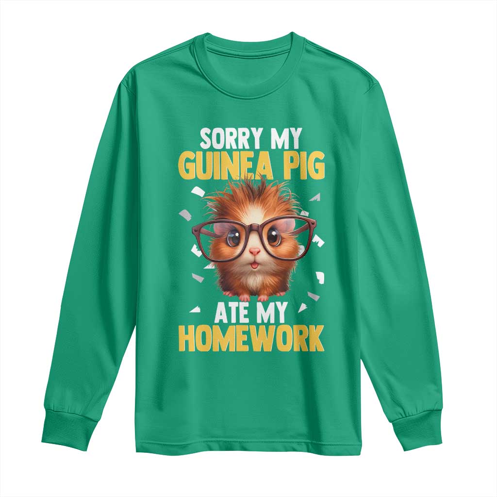 Funny My Guinea Pig Ate My Homework Long Sleeve Shirt Gift For Rodent Lovers - Wonder Print Shop