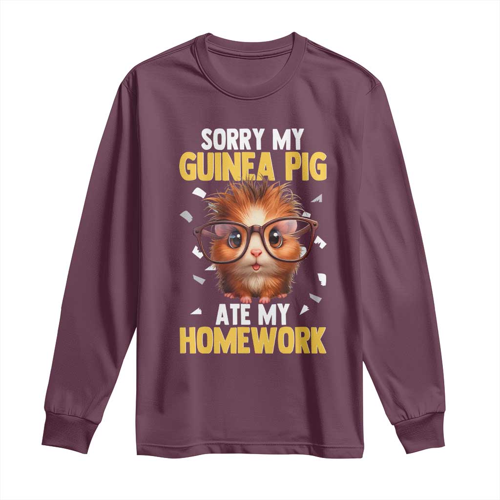 Funny My Guinea Pig Ate My Homework Long Sleeve Shirt Gift For Rodent Lovers - Wonder Print Shop