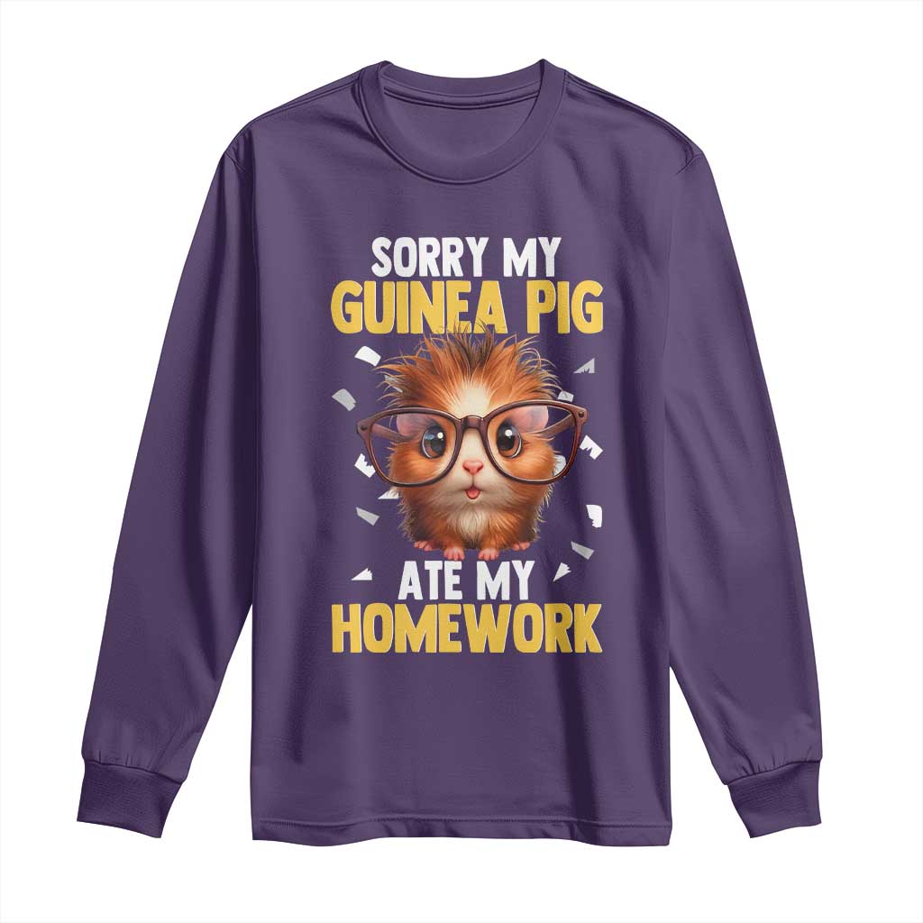 Funny My Guinea Pig Ate My Homework Long Sleeve Shirt Gift For Rodent Lovers - Wonder Print Shop