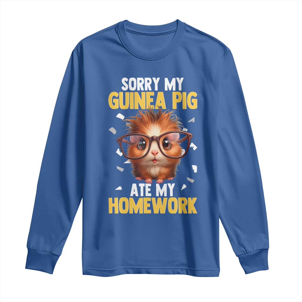 Funny My Guinea Pig Ate My Homework Long Sleeve Shirt Gift For Rodent Lovers - Wonder Print Shop