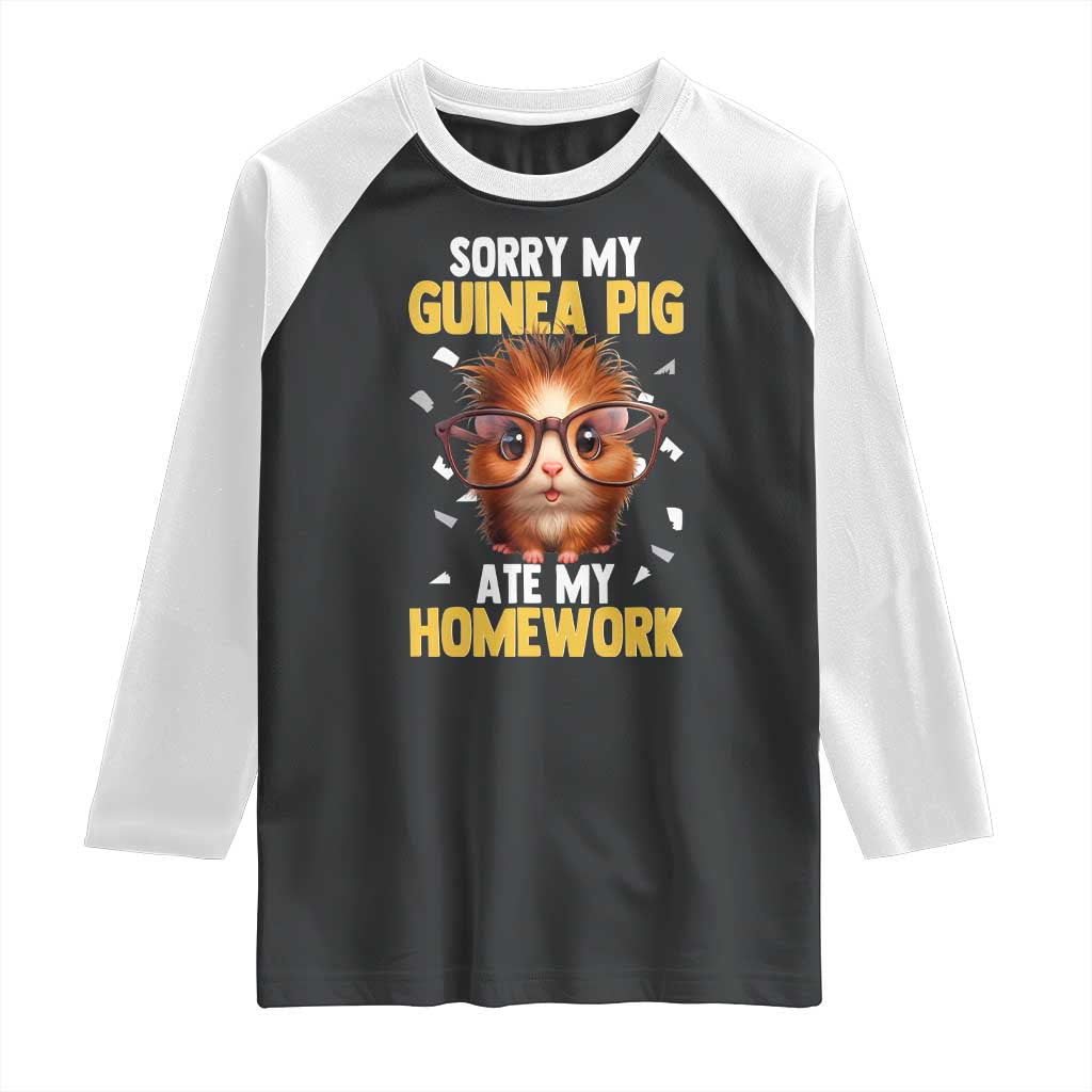 Funny My Guinea Pig Ate My Homework Raglan Shirt Gift For Rodent Lovers - Wonder Print Shop