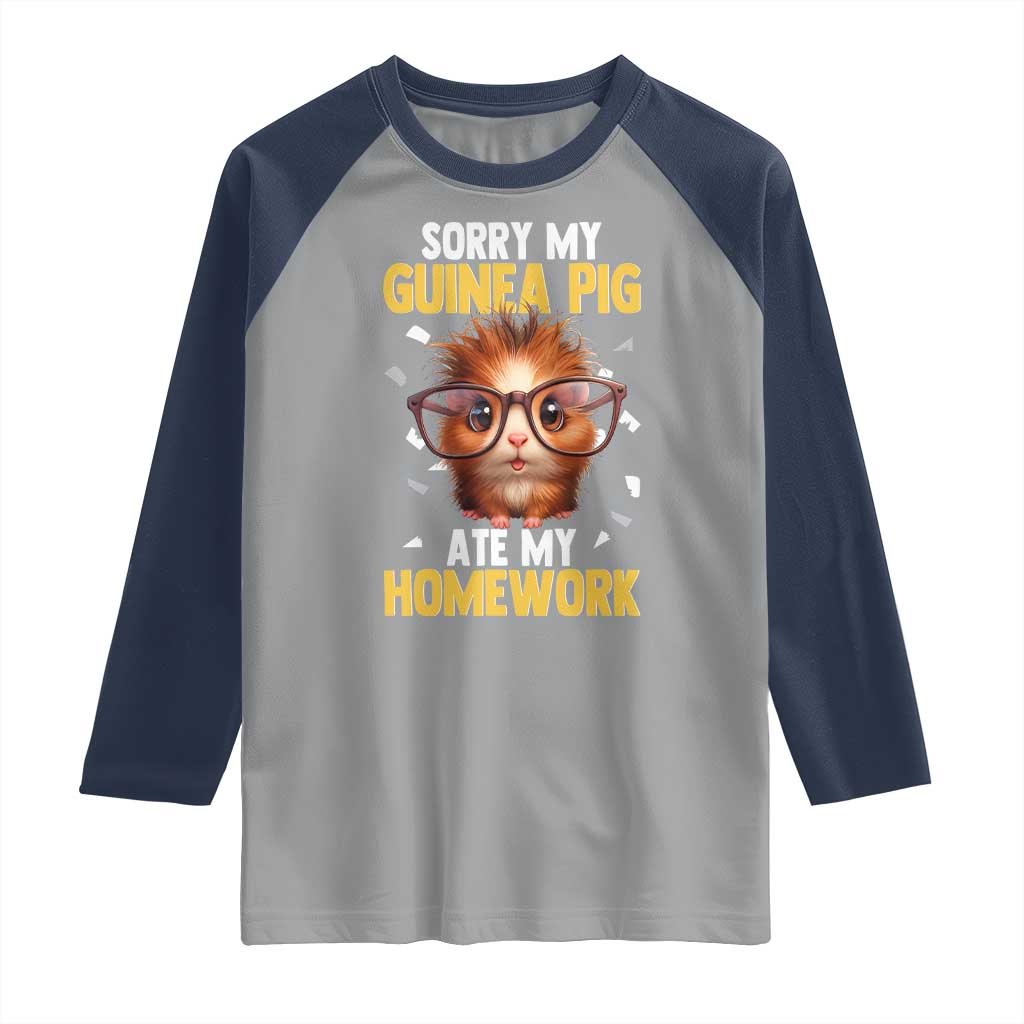 Funny My Guinea Pig Ate My Homework Raglan Shirt Gift For Rodent Lovers - Wonder Print Shop