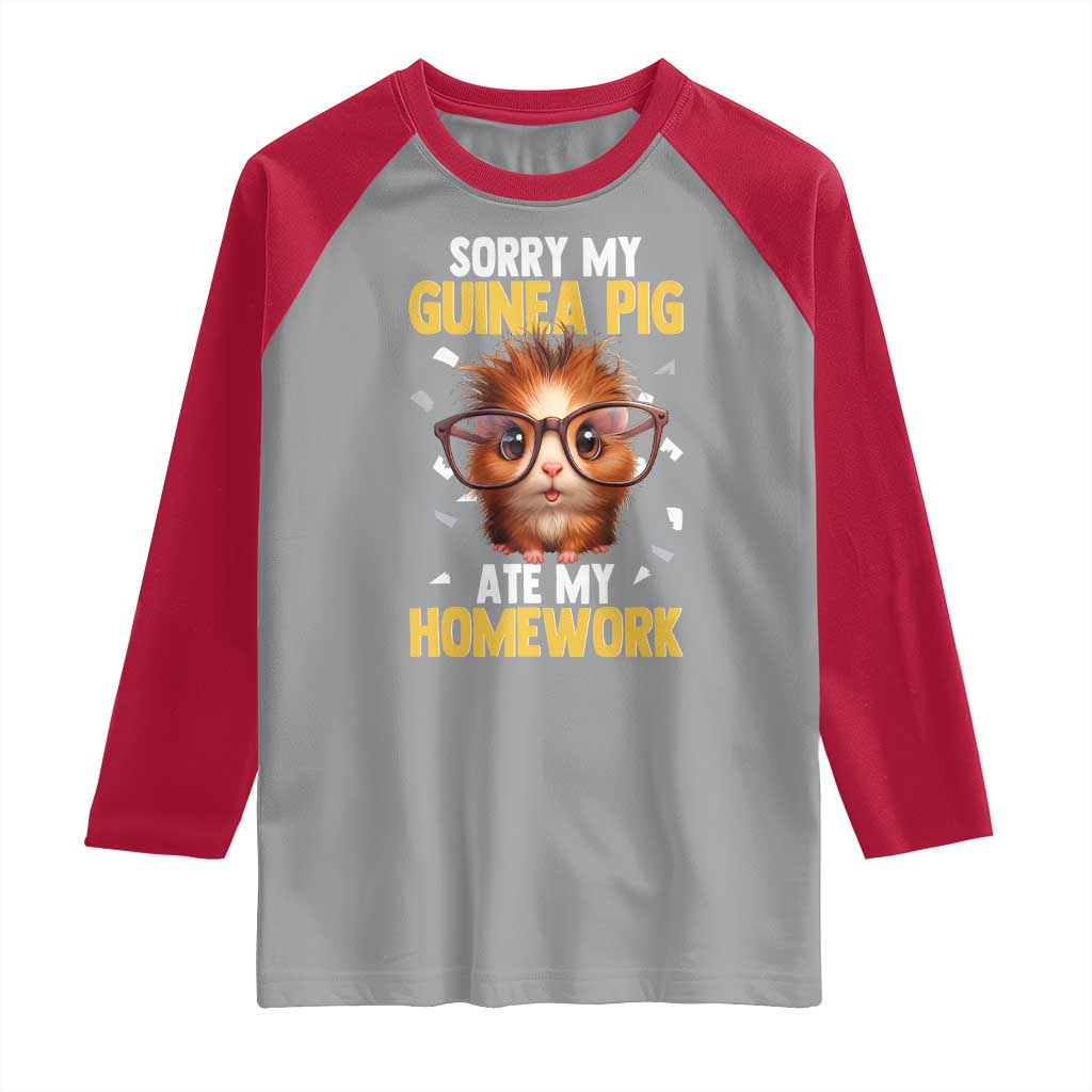 Funny My Guinea Pig Ate My Homework Raglan Shirt Gift For Rodent Lovers - Wonder Print Shop