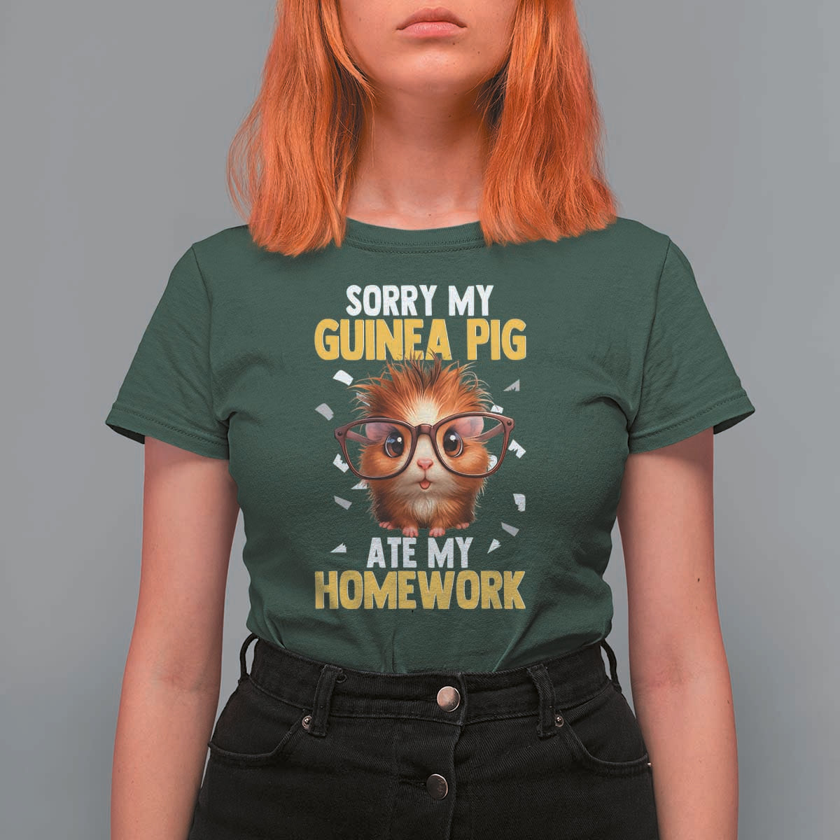 Funny My Guinea Pig Ate My Homework T Shirt For Women Gift For Rodent Lovers - Wonder Print Shop