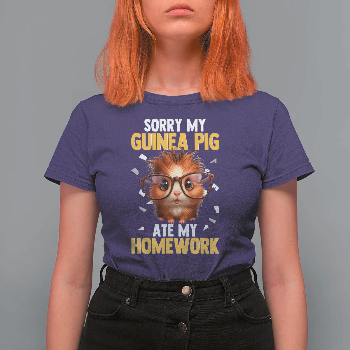 Funny My Guinea Pig Ate My Homework T Shirt For Women Gift For Rodent Lovers - Wonder Print Shop