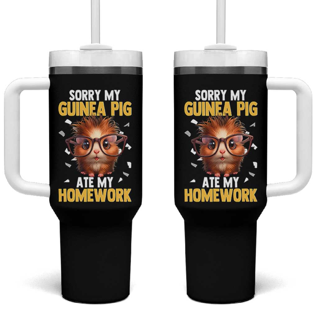 Funny My Guinea Pig Ate My Homework Tumbler With Handle Gift For Rodent Lovers - Wonder Print Shop