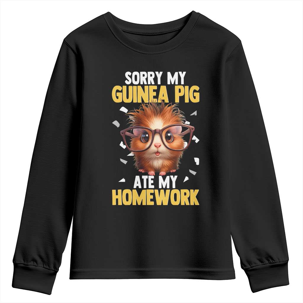 Funny My Guinea Pig Ate My Homework Youth Sweatshirt Gift For Rodent Lovers - Wonder Print Shop