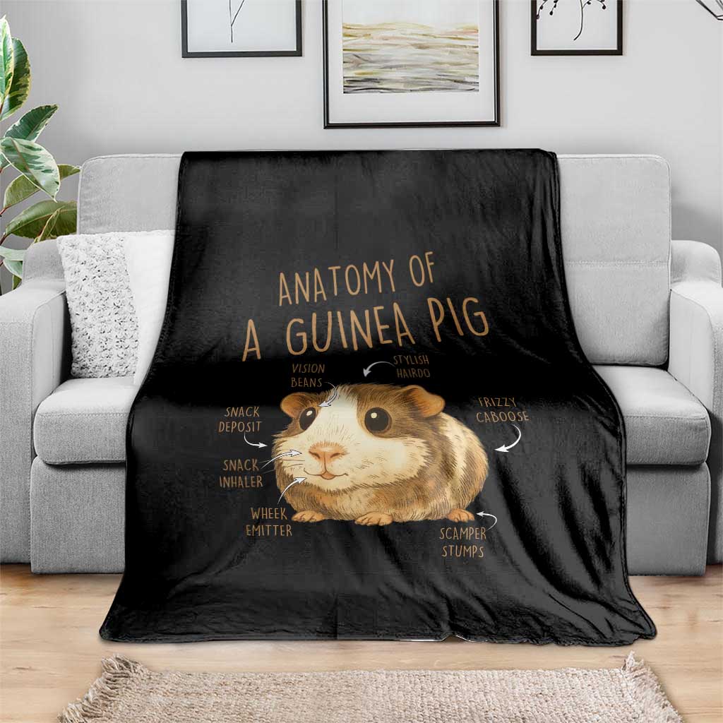 Anatomy Of A Guinea Pig Throw Blanket Funny Cavy Lover Animal Anatomy Gift - Wonder Print Shop