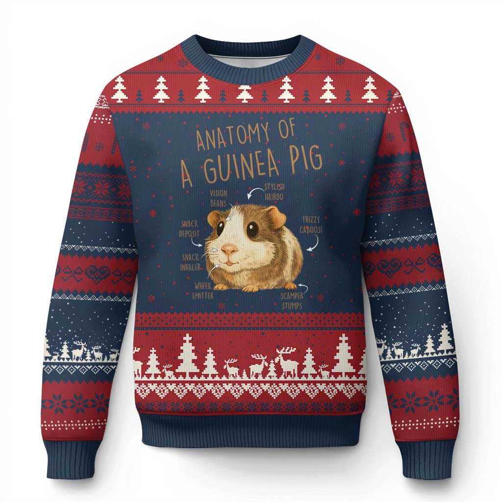 Anatomy Of A Guinea Pig Ugly Christmas Sweater Funny Cavy Lover Animal Anatomy Gift - Wonder Print Shop