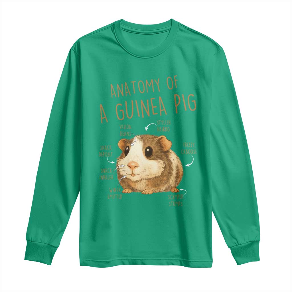 Anatomy Of A Guinea Pig Long Sleeve Shirt Funny Cavy Lover Animal Anatomy Gift - Wonder Print Shop