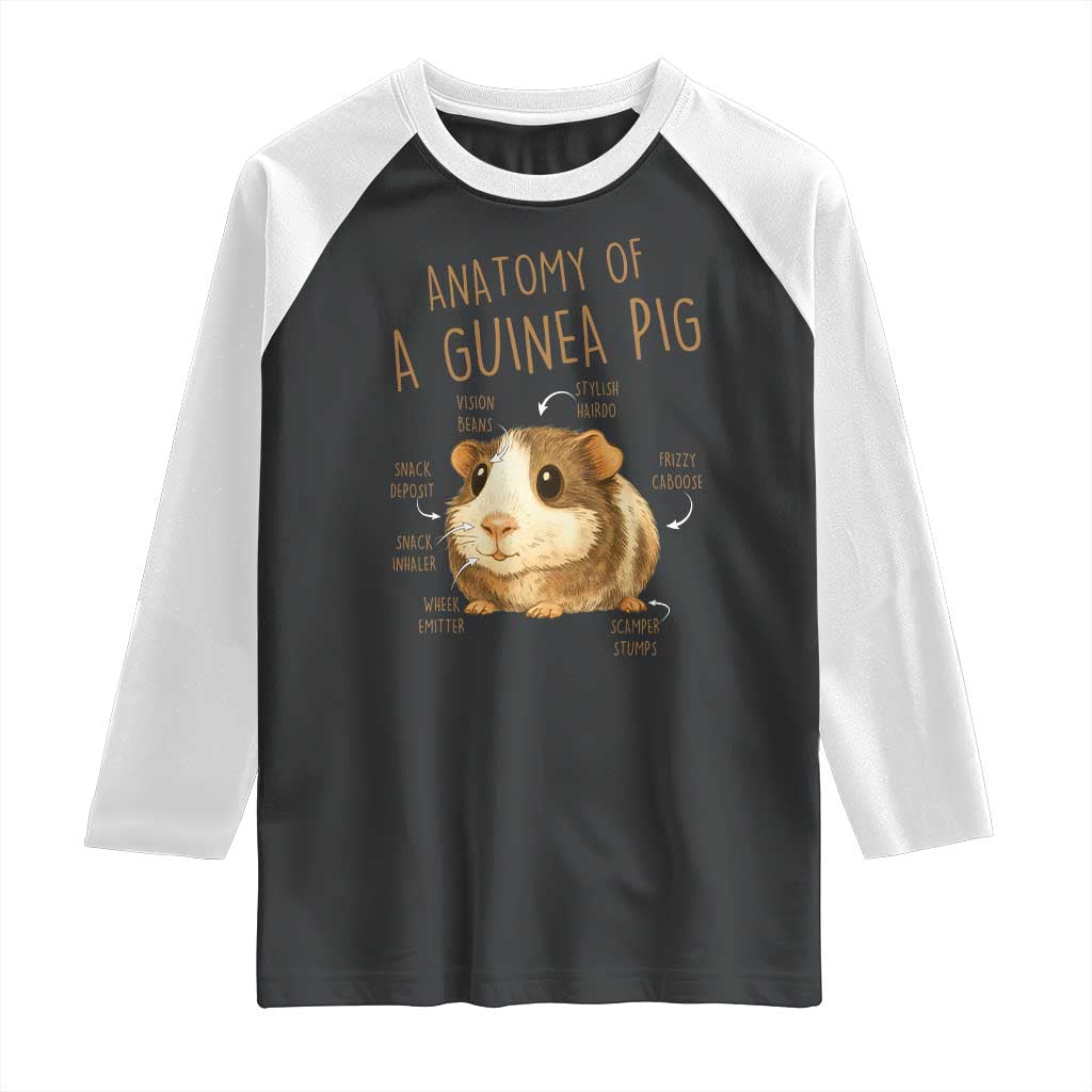 Anatomy Of A Guinea Pig Raglan Shirt Funny Cavy Lover Animal Anatomy Gift - Wonder Print Shop