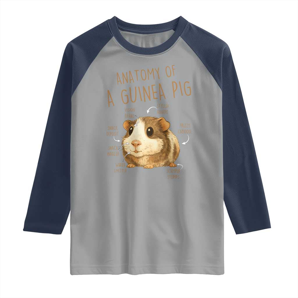 Anatomy Of A Guinea Pig Raglan Shirt Funny Cavy Lover Animal Anatomy Gift - Wonder Print Shop