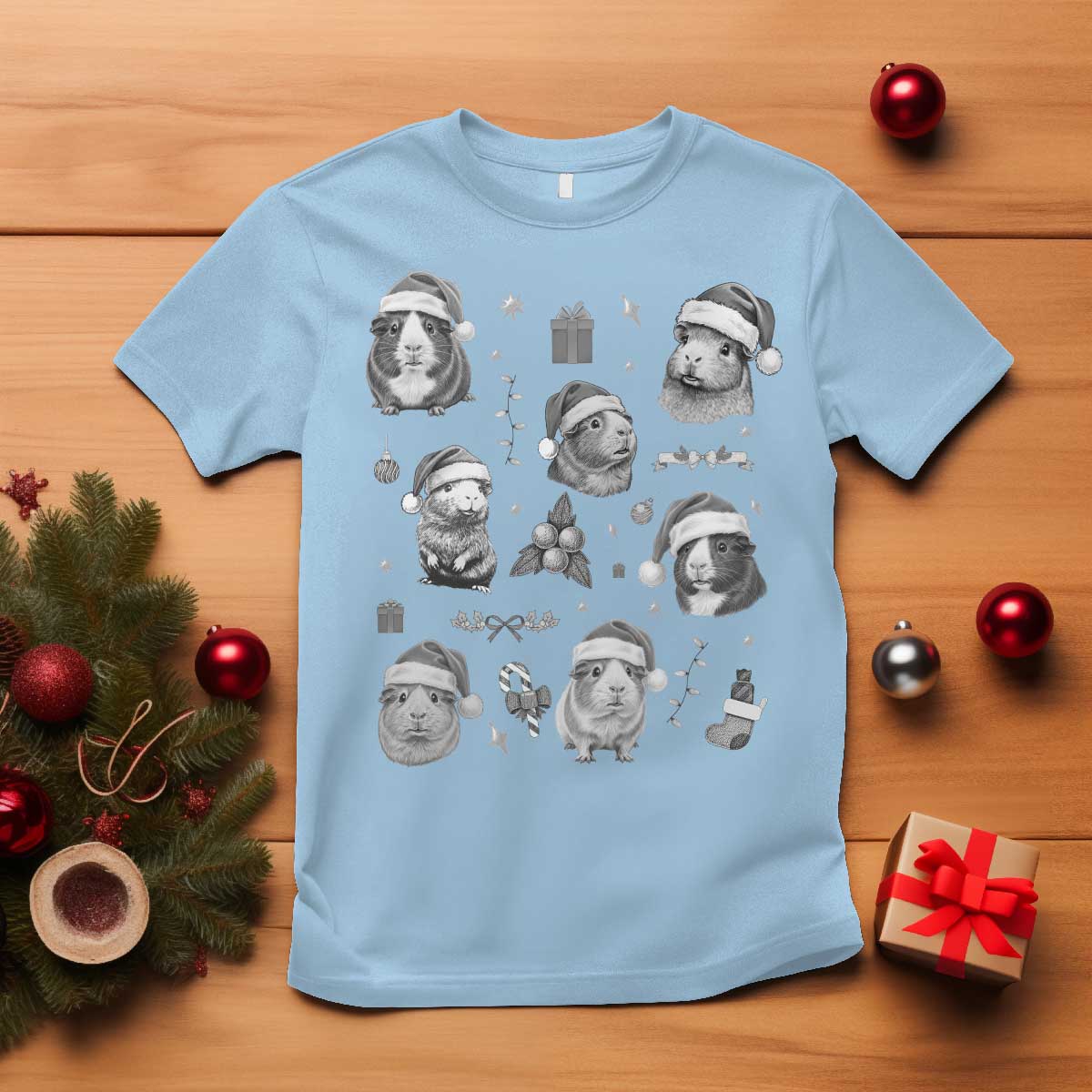 Christmas Guinea Pigs T Shirt Funny Cavy Lover Holiday Gift - Wonder Print Shop