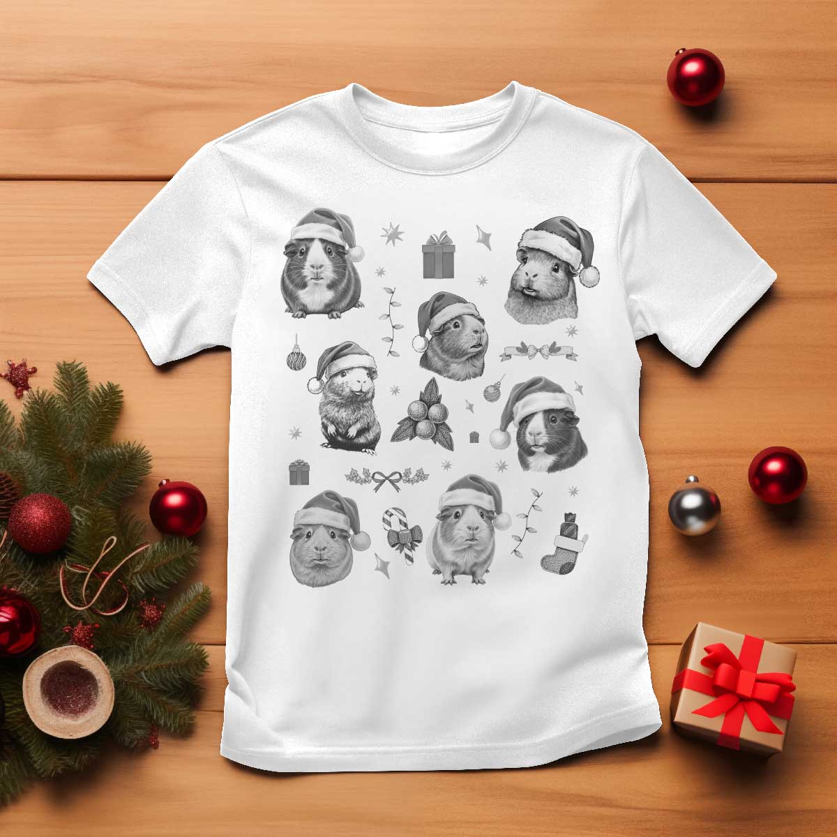 Christmas Guinea Pigs T Shirt Funny Cavy Lover Holiday Gift - Wonder Print Shop