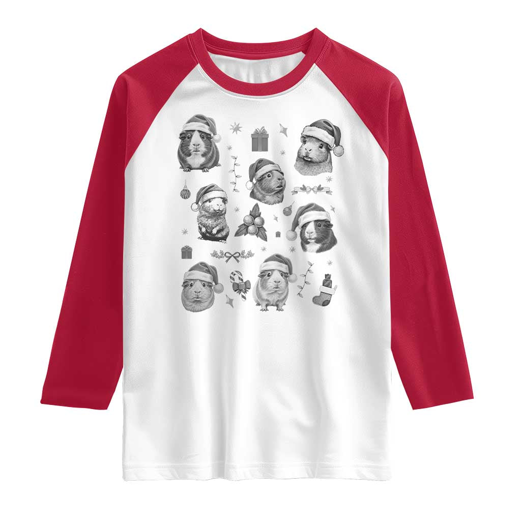 Christmas Guinea Pigs Raglan Shirt Funny Cavy Lover Holiday Gift - Wonder Print Shop