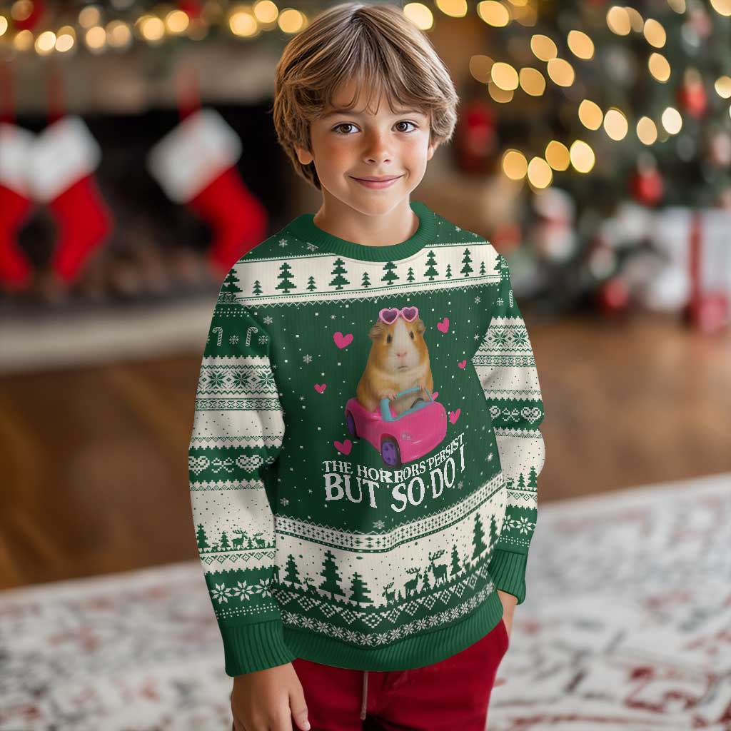 Funny Guinea Pig Lover Gift Ugly Christmas Sweater The Horrors Persist But So Do I - Wonder Print Shop