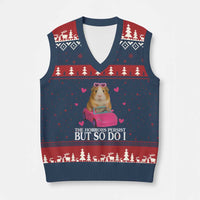 Funny Guinea Pig Lover Gift V-Neck Knit Sweater Vest The Horrors Persist But So Do I - Wonder Print Shop