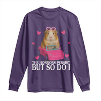 Funny Guinea Pig Lover Gift Long Sleeve Shirt The Horrors Persist But So Do I - Wonder Print Shop