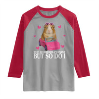 Funny Guinea Pig Lover Gift Raglan Shirt The Horrors Persist But So Do I - Wonder Print Shop