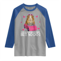 Funny Guinea Pig Lover Gift Raglan Shirt The Horrors Persist But So Do I - Wonder Print Shop
