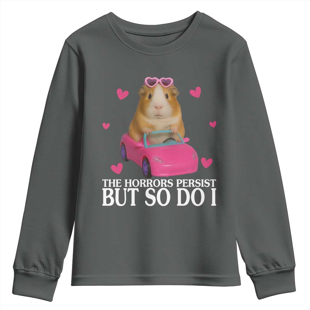 Funny Guinea Pig Lover Gift Youth Sweatshirt The Horrors Persist But So Do I - Wonder Print Shop