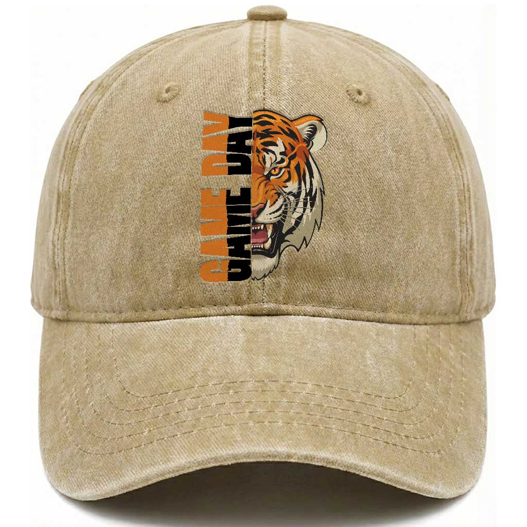 Tiger Football Lover Washed Cotton Baseball Cap Game Day Fan Lifestyle