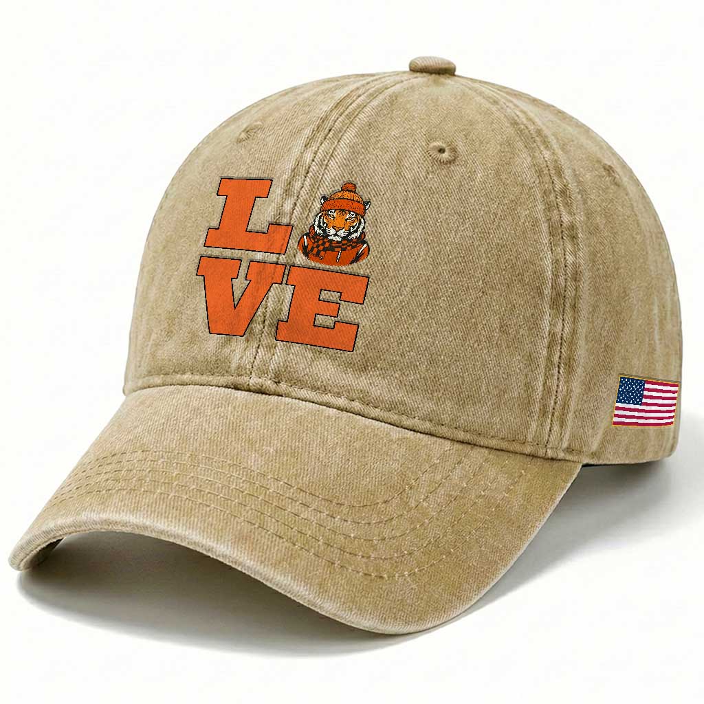 Midwest Tiger Football Pride Washed Cotton Baseball Cap Funny Sport Lover Gift