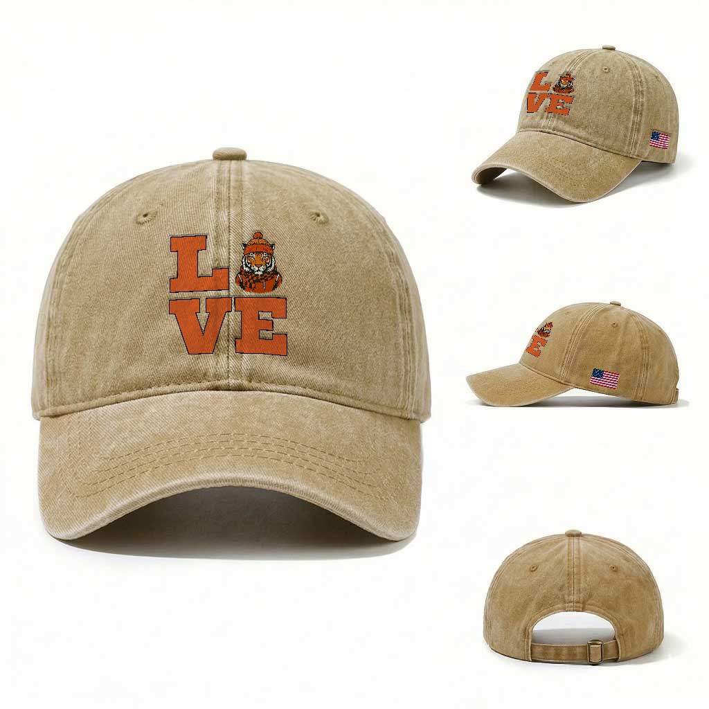 Midwest Tiger Football Pride Washed Cotton Baseball Cap Funny Sport Lover Gift