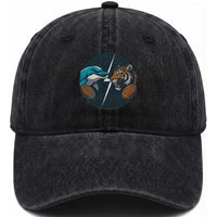 Funny Tiger Vs Dolphin Rivalry Washed Cotton Baseball Cap Gift For FB Hardcore Fan