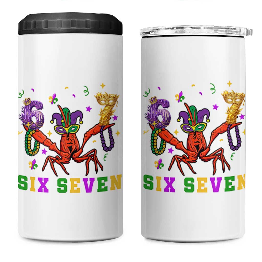 Funny 67 Crawfish Mardi Gras 4 in 1 Can Cooler Tumbler Six Seven Meme