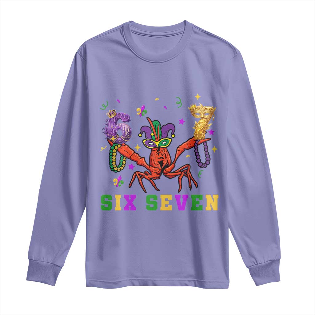 Funny 67 Crawfish Mardi Gras Long Sleeve Shirt Six Seven Meme