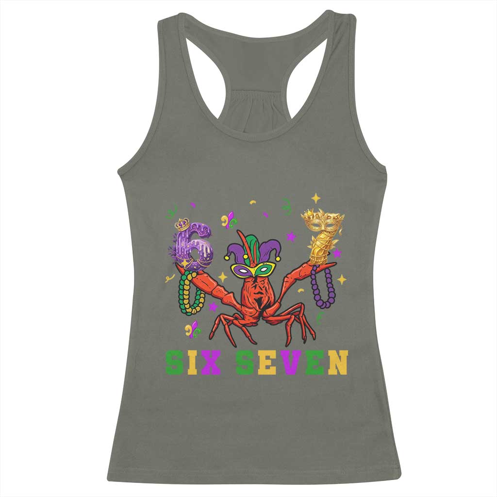Funny 67 Crawfish Mardi Gras Racerback Tank Top Six Seven Meme