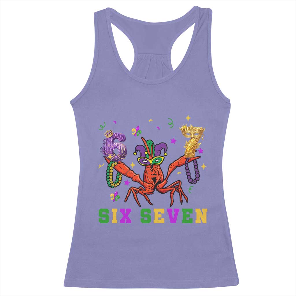 Funny 67 Crawfish Mardi Gras Racerback Tank Top Six Seven Meme