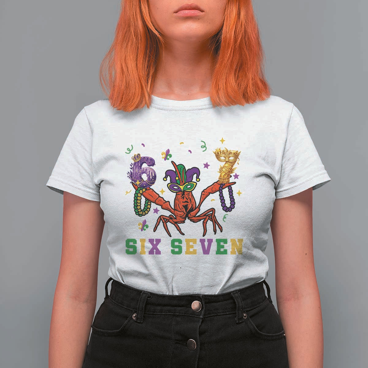 Funny 67 Crawfish Mardi Gras T Shirt For Women Six Seven Meme