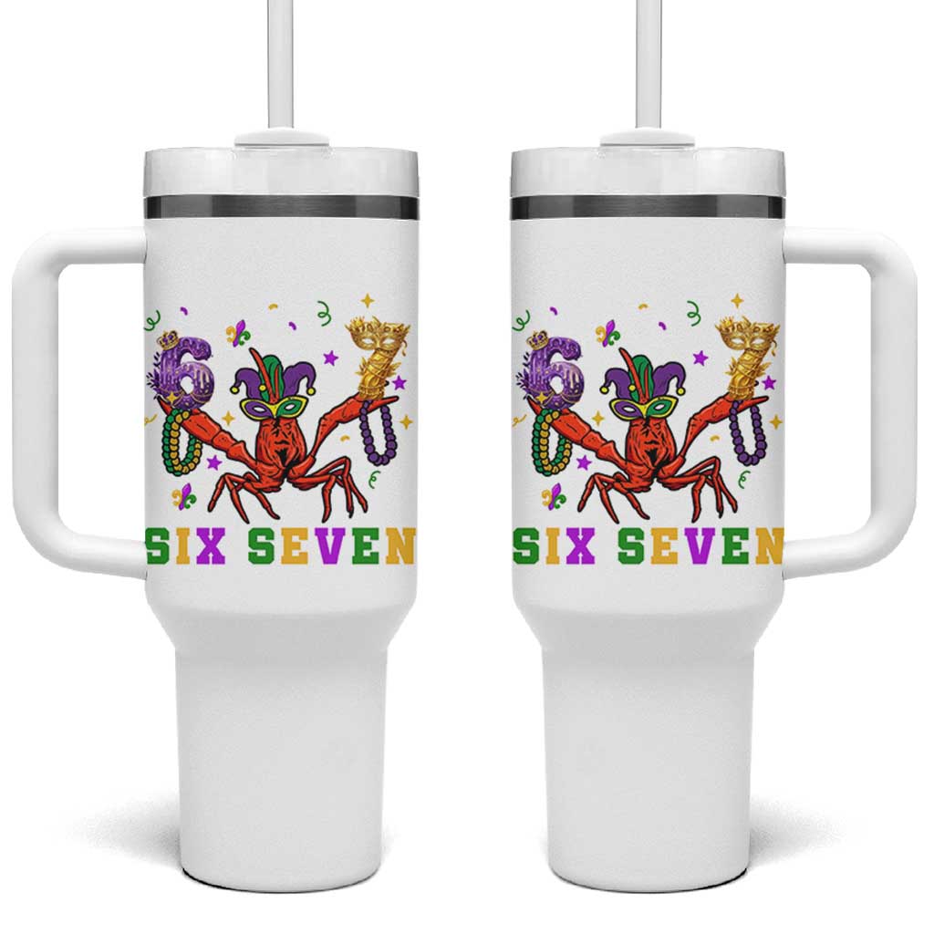 Funny 67 Crawfish Mardi Gras Tumbler With Handle Six Seven Meme