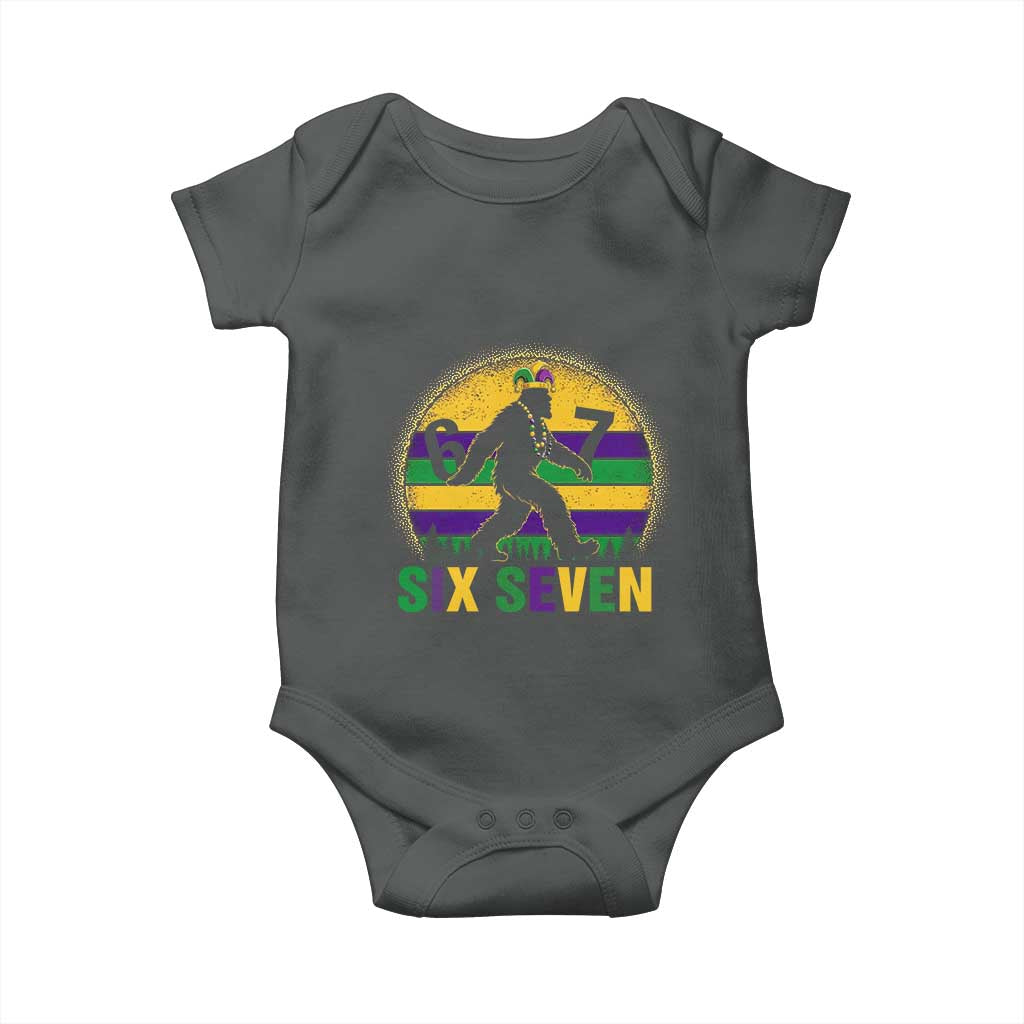 Funny Mardi Gras Bigfoot Baby Onesie Six Seven Meme