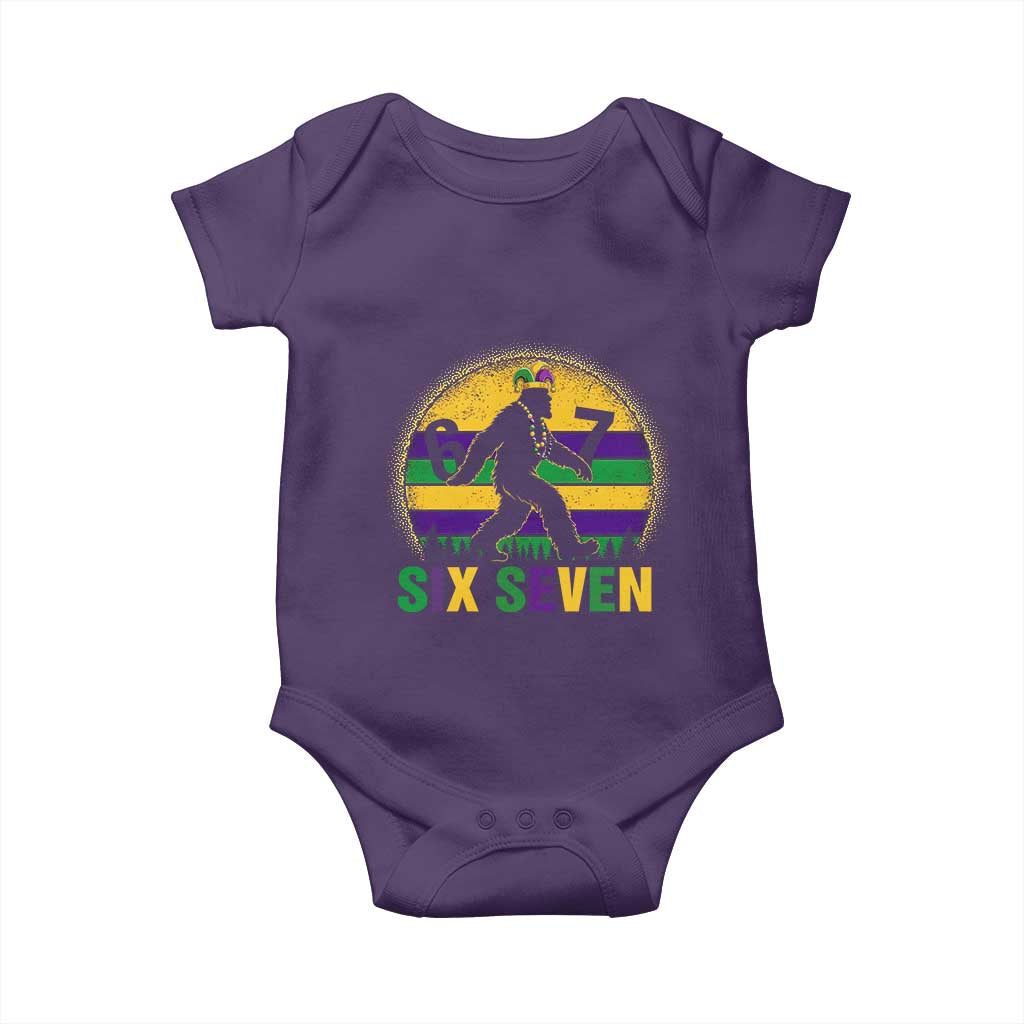 Funny Mardi Gras Bigfoot Baby Onesie Six Seven Meme