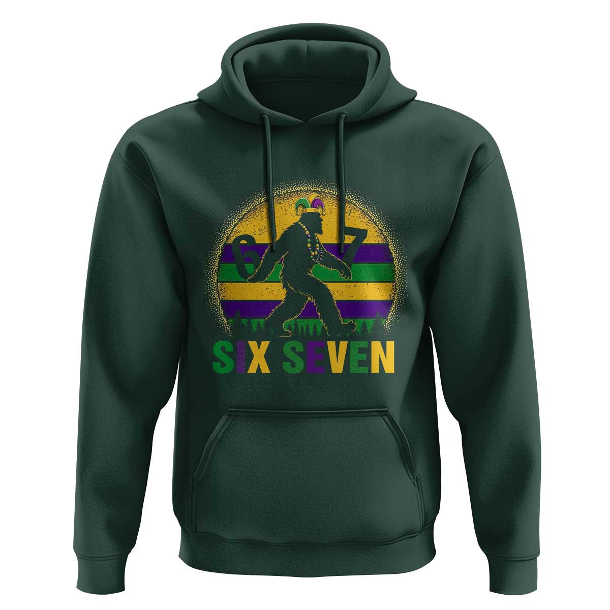 Funny Mardi Gras Bigfoot Hoodie Six Seven Meme