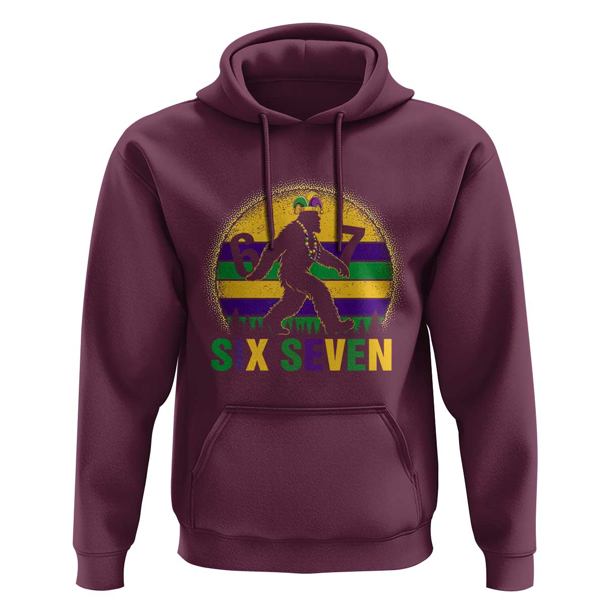 Funny Mardi Gras Bigfoot Hoodie Six Seven Meme