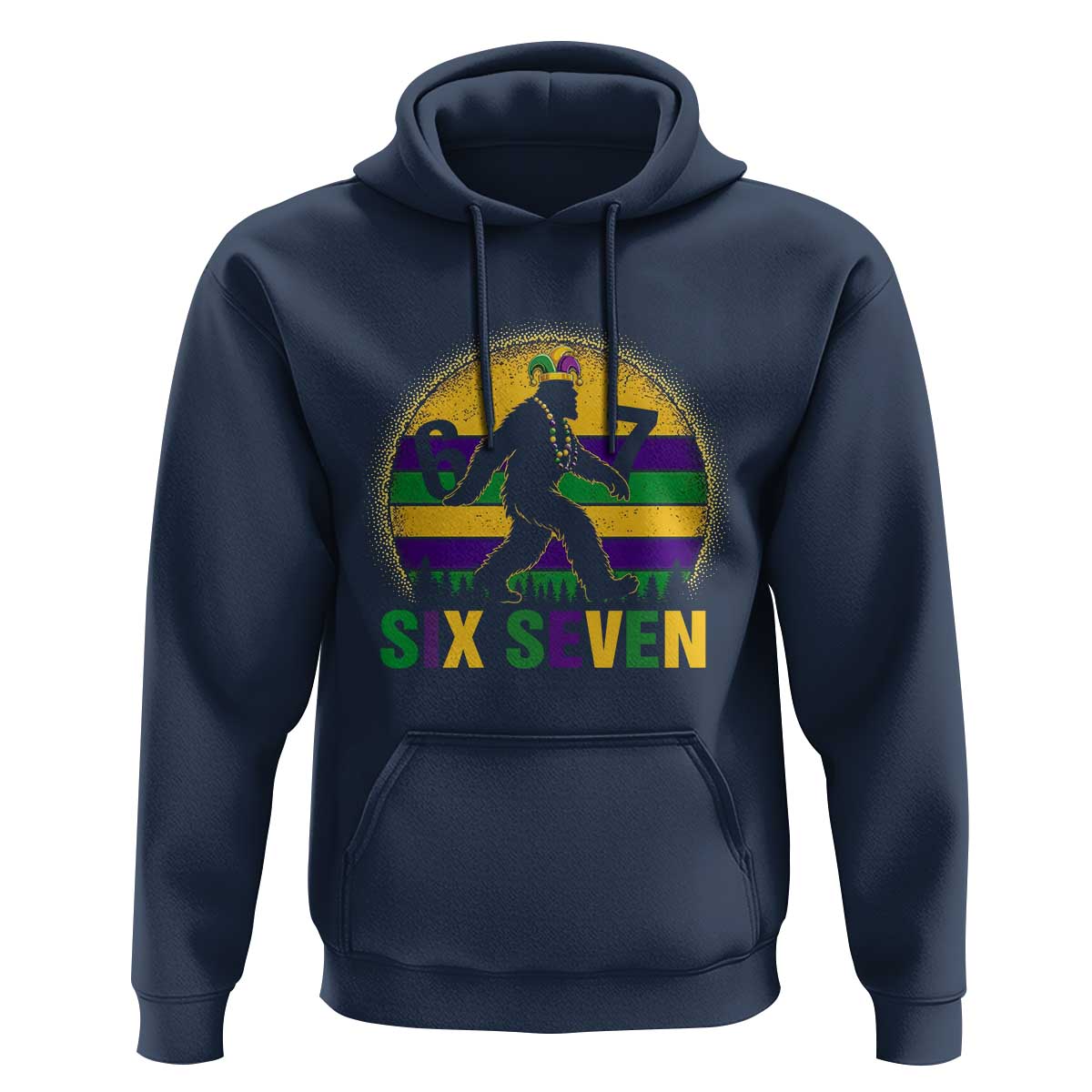 Funny Mardi Gras Bigfoot Hoodie Six Seven Meme